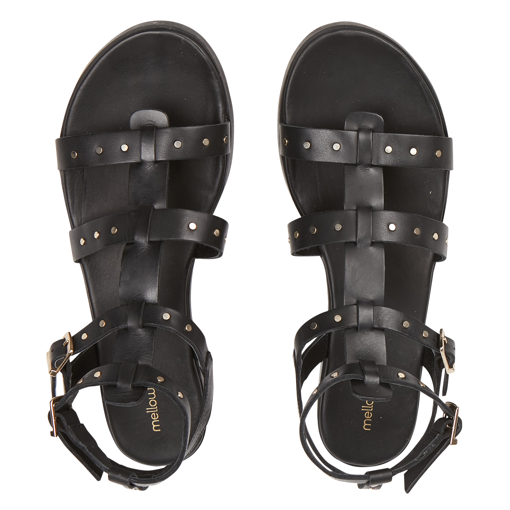 CYNTHIA - Sandales plates en cuir| Noir