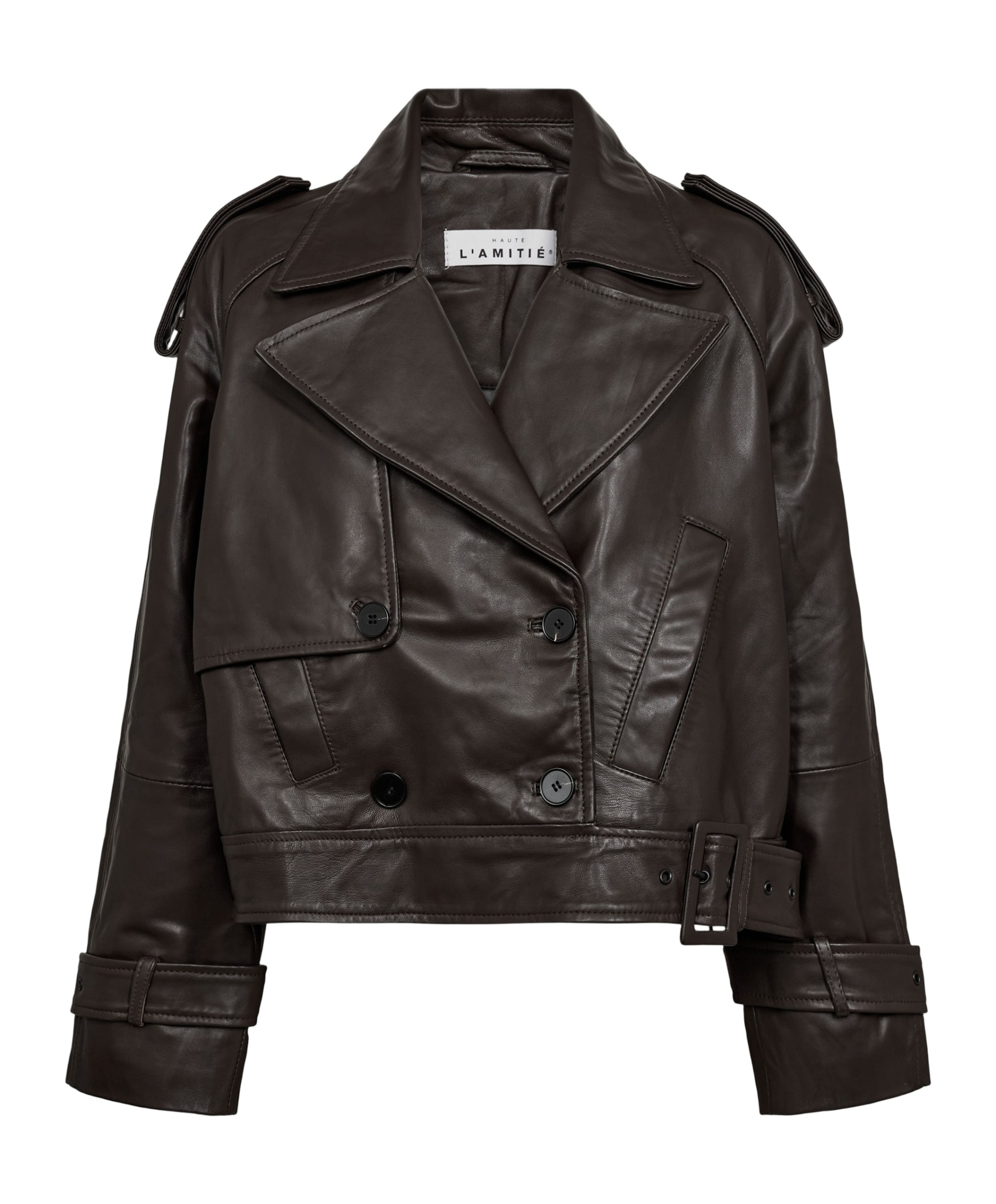 Haute L'Amitié Dames leren jas bruin
