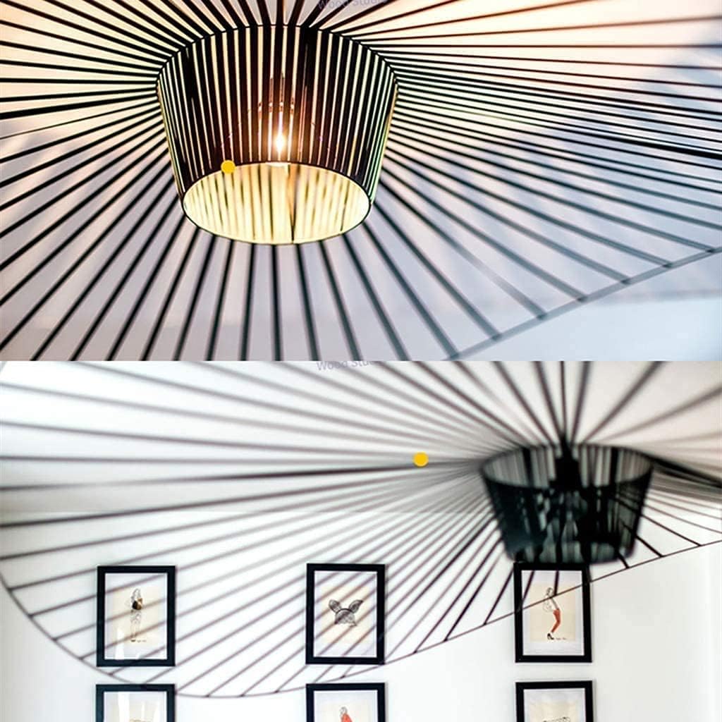 Vertigo Lampe 120cm Schwarz- Moderne Vertigo Pendelleuchte E27 Hängeleuchte für Wohnzimmer Diele Esszimmer Schlafzimmer, Glasfiberstahl + Polyurethan Vintage Hut Lamp, Max 40W