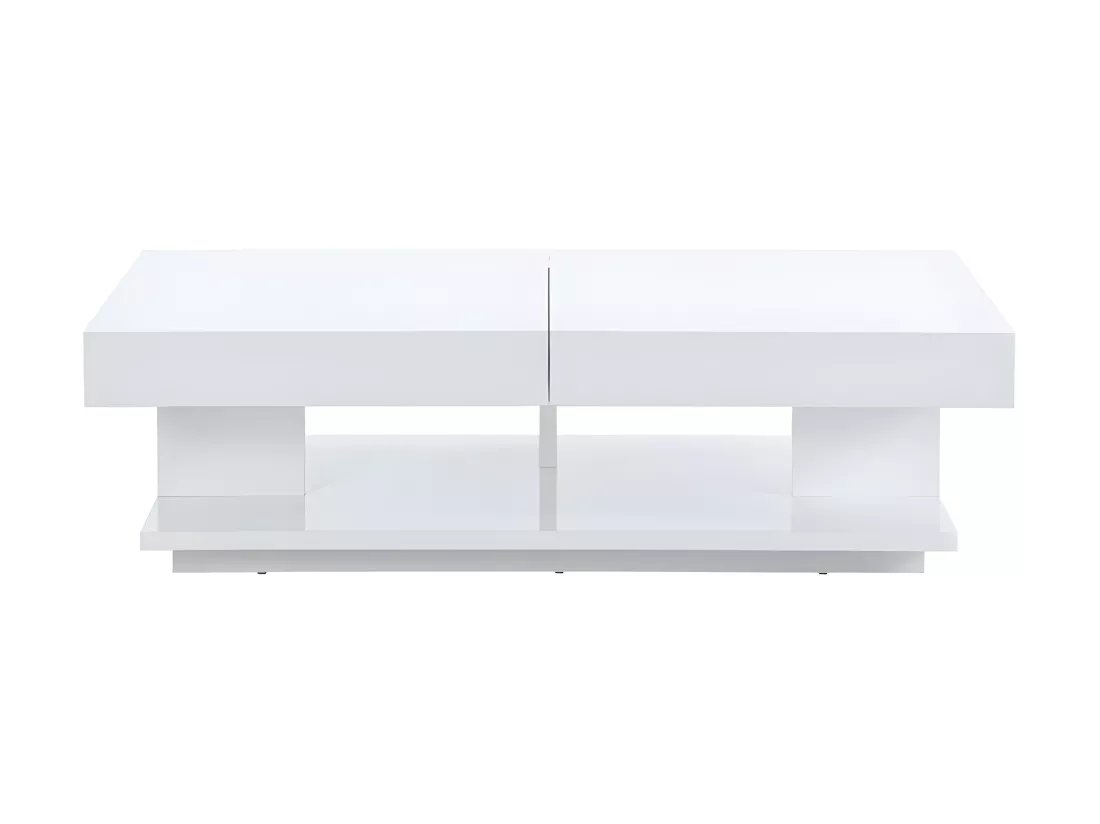 Table basse ARAMIS avec rangements - MDF laqué blanc