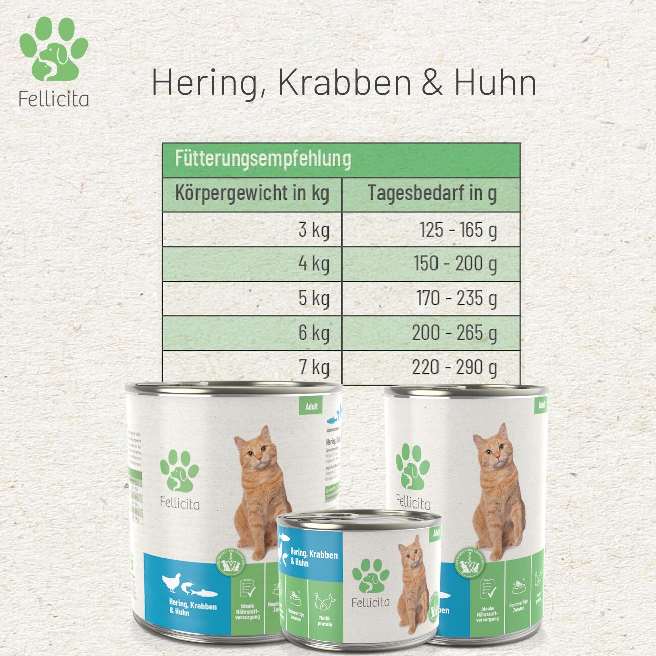 Fellicita Hering, Krabben & Huhn 6x 800g