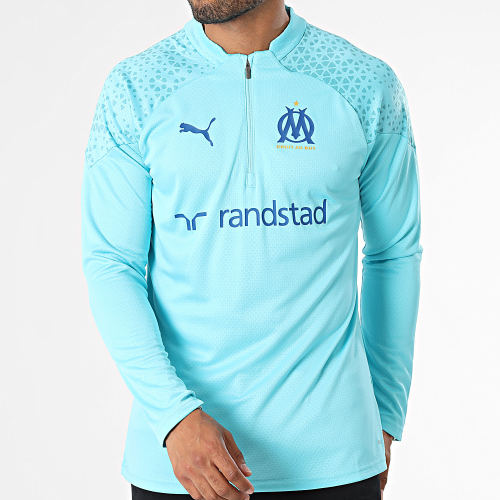 Sweat Col Zippé OM Training 771917 Bleu Clair