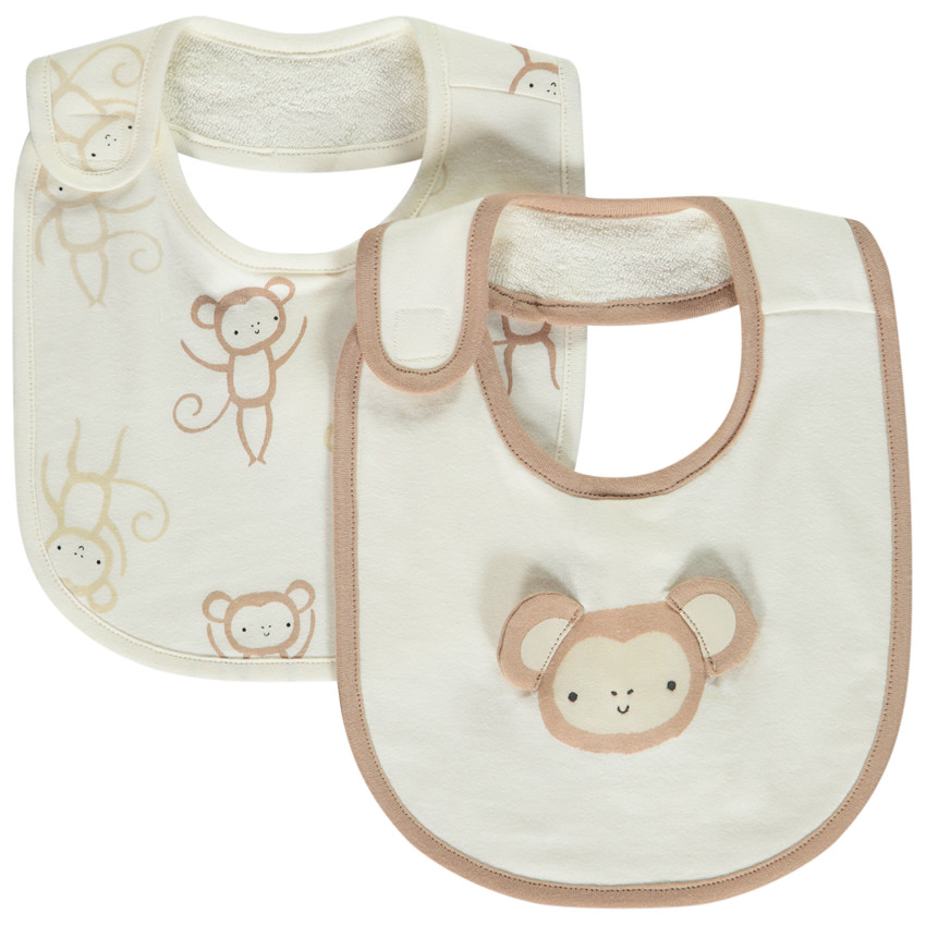 Lot de 2 bavoirs éponge fantaisie pour bébé garçon