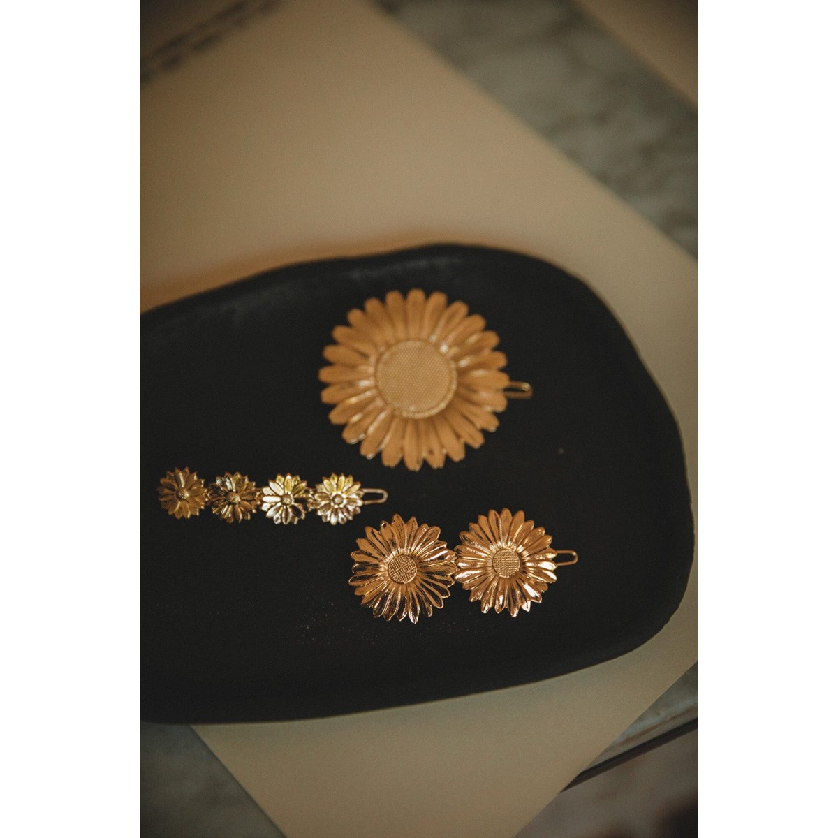 barrette fleurs doré à l'or fin - MAÏA