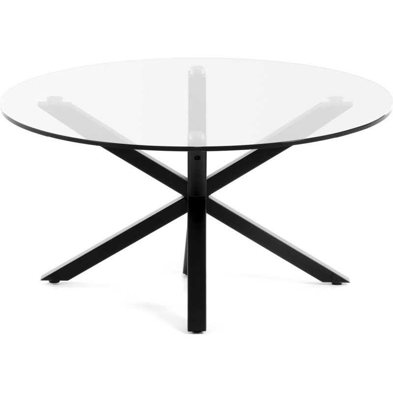 Table basse Full Argo en verre et pieds en acier noir Ø 82 cm