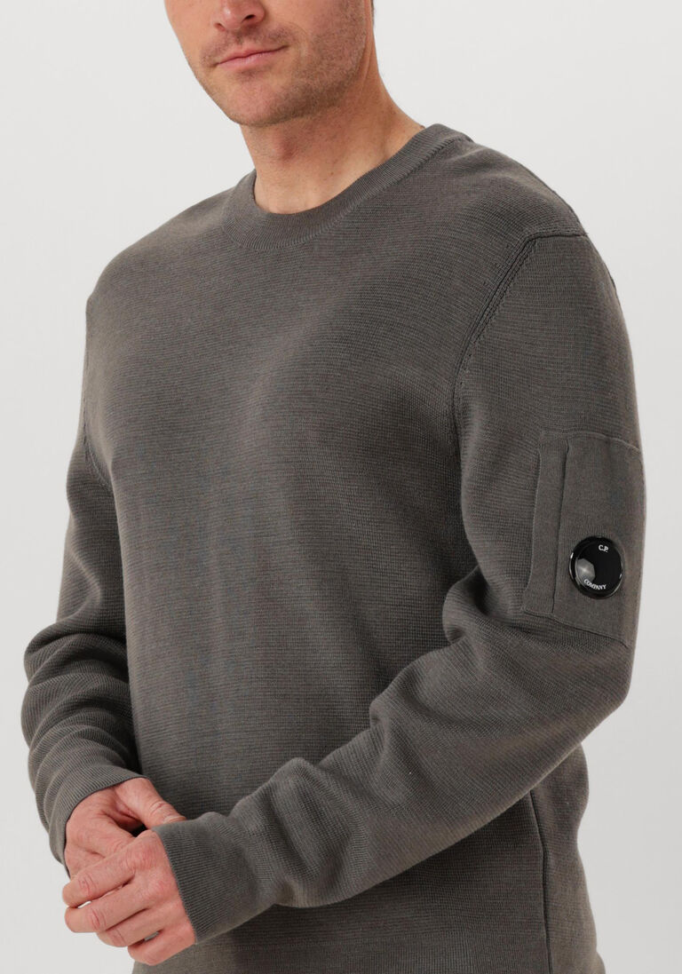 grijze cp company trui knitwear crew neck in re wool