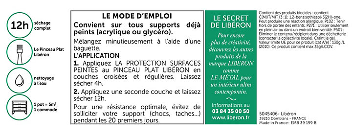 Protecteur boiseries intérieur Libéron Surfaces peintes incolore satin 0,5L