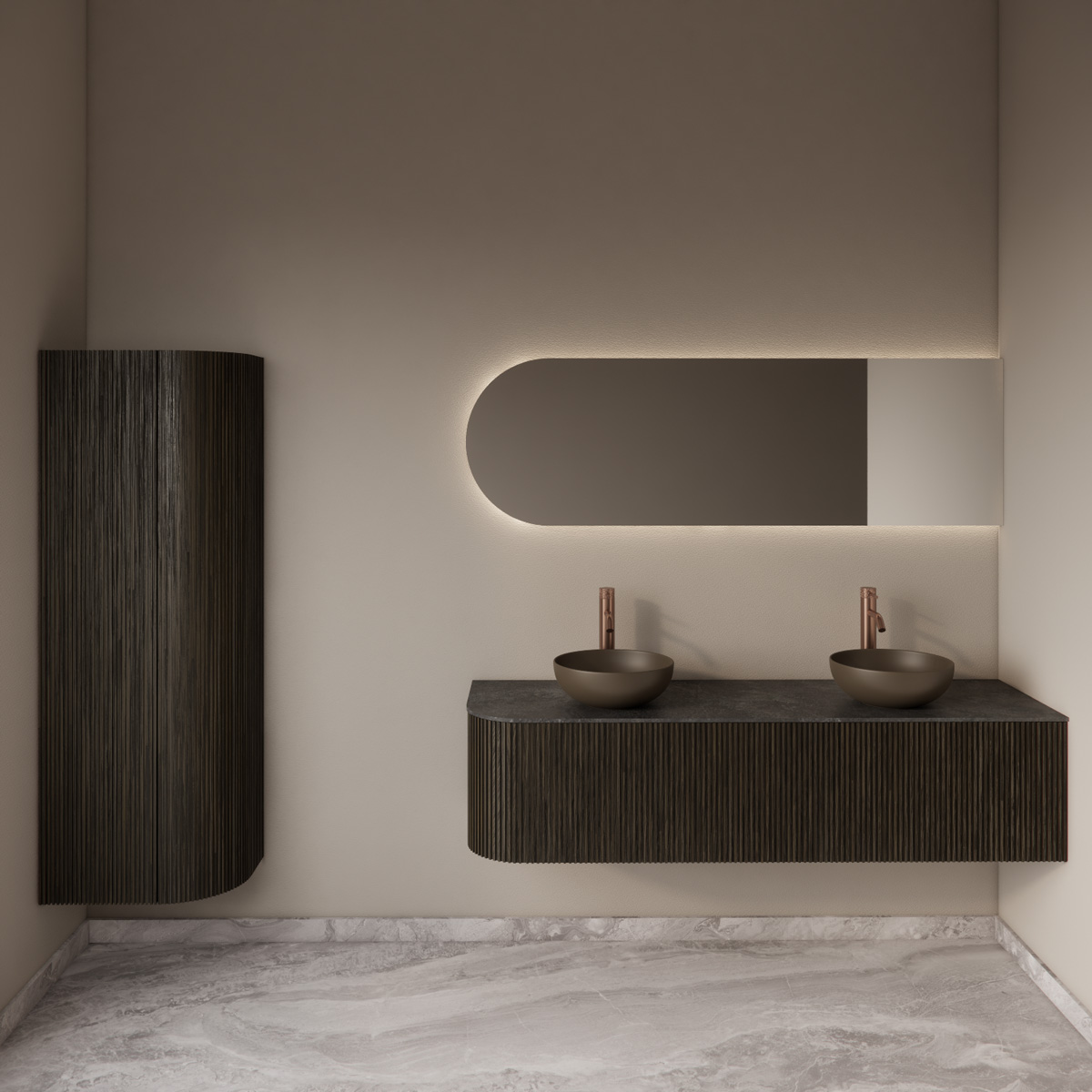 Gliss Design Alluro kolomkast 160cm met ronding rechts charcoal