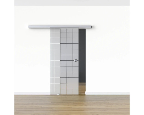 Pertura glazen schuifdeur complete set Glera Mesh 02 900x2050 mm links incl. beslag Selir aluminium naturel, verzonken handgreep
