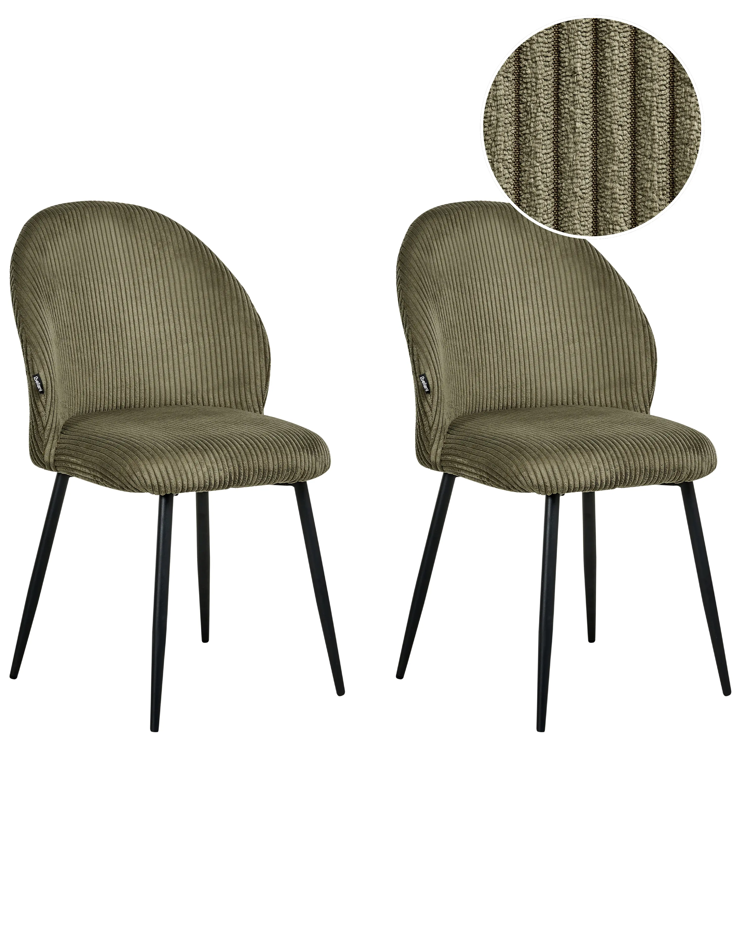 Set van 2 eetkamerstoelen ELOY Corduroy Donkergroen