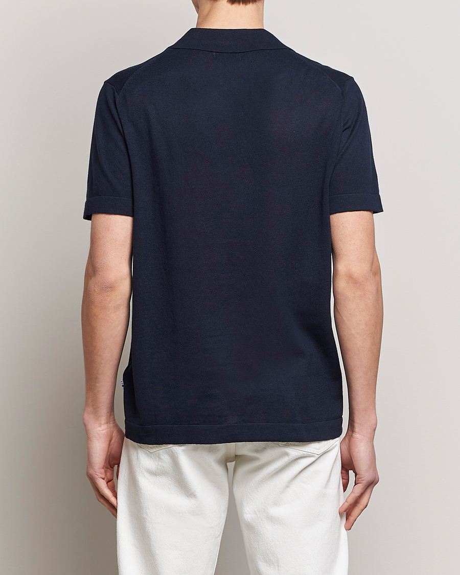 NN07 Ryan Cotton/Linen Polo Navy Blue
