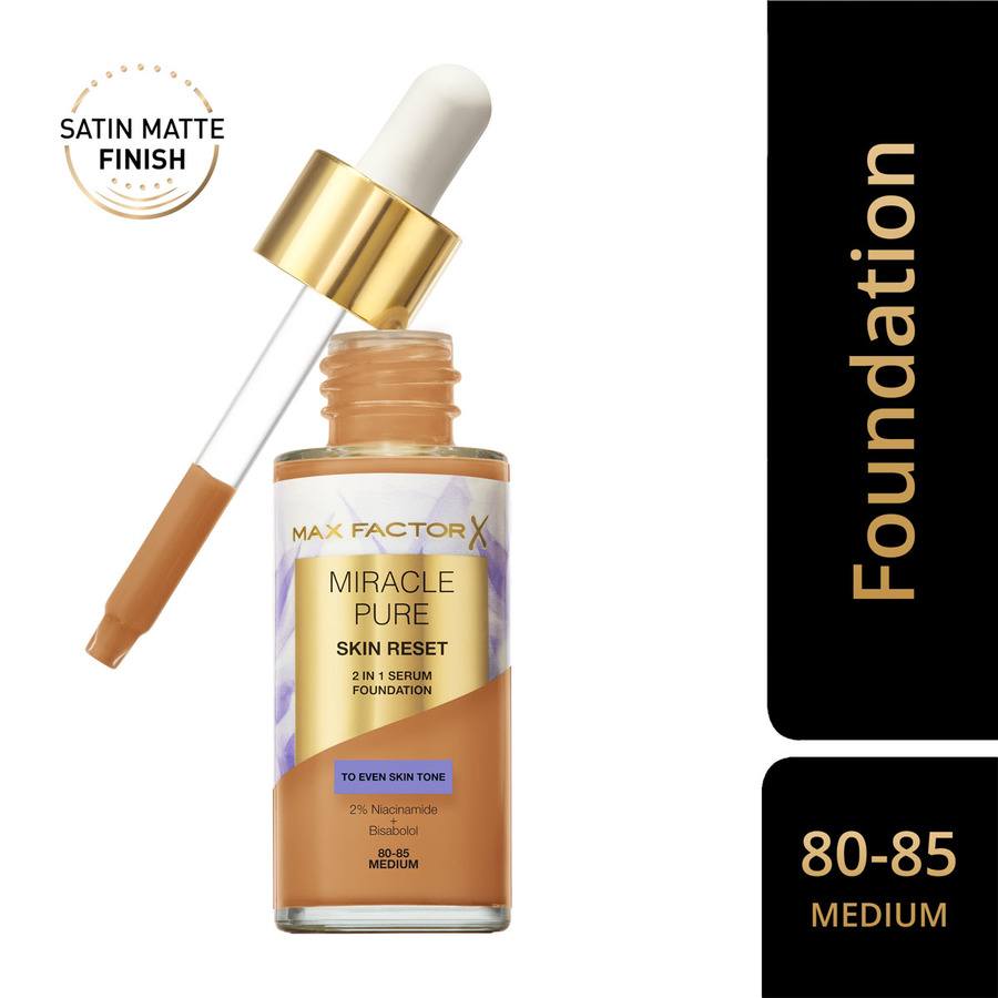Max Factor Miracle Pure Skin Reset 2 In 1 Serum Foundation Medium 30ml
