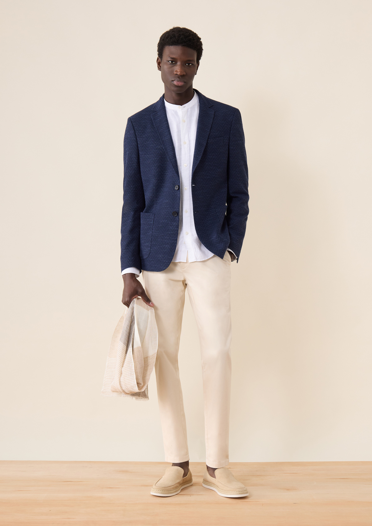 Veste casual Regular en jersey bleu marine à motif fantaisie