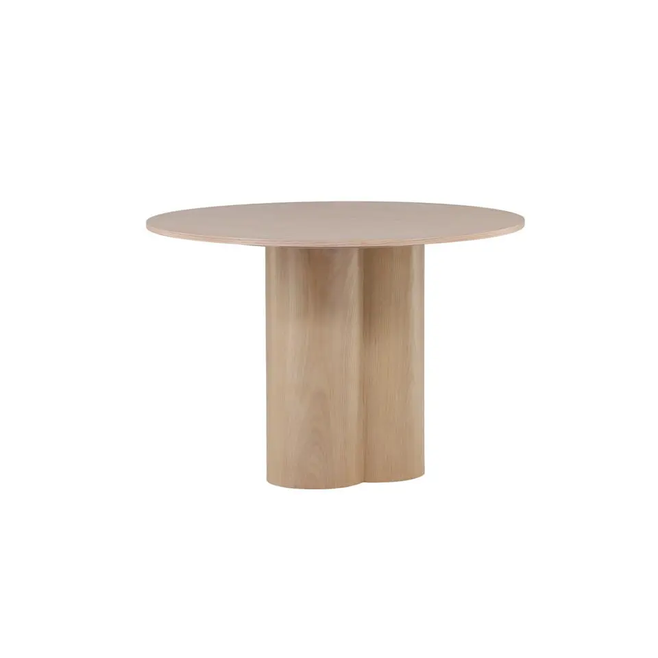 Eettafel Rond Whitewash 110cm - Fineer - Scandinavisch - Tafel Olivia