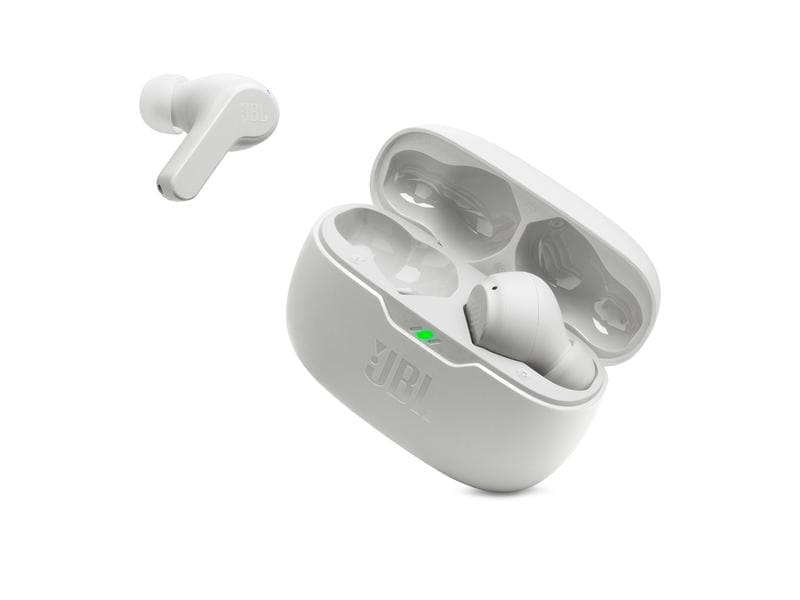 JBL True Wireless In-Ear-Kopfhörer Wave Beam Weiss Kräftiger 8-mm-Treiber liefert Deep Bass Sound für einen besonderen Hörgenuss