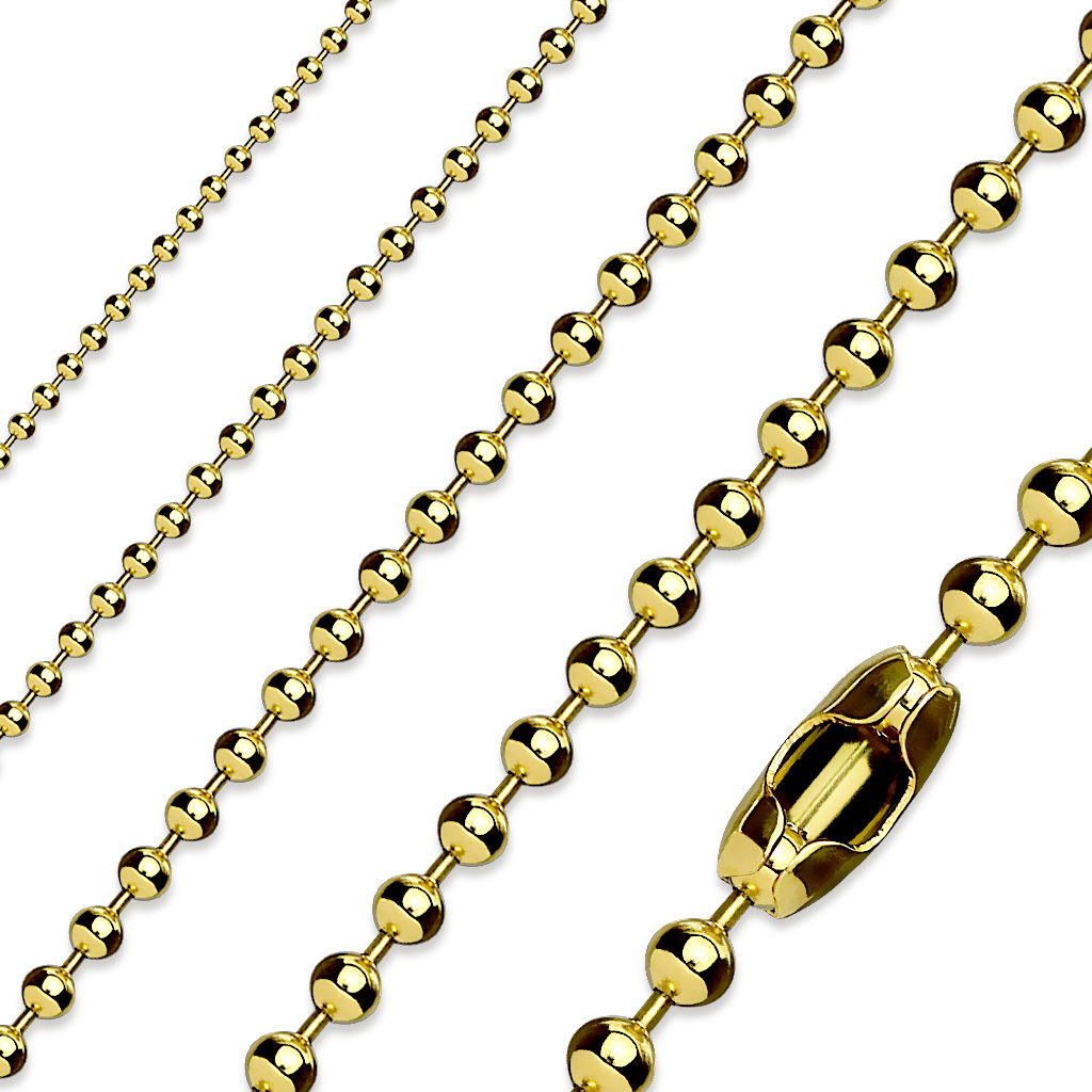 (2mm) Edelstahl Kugel Halskette - Gold