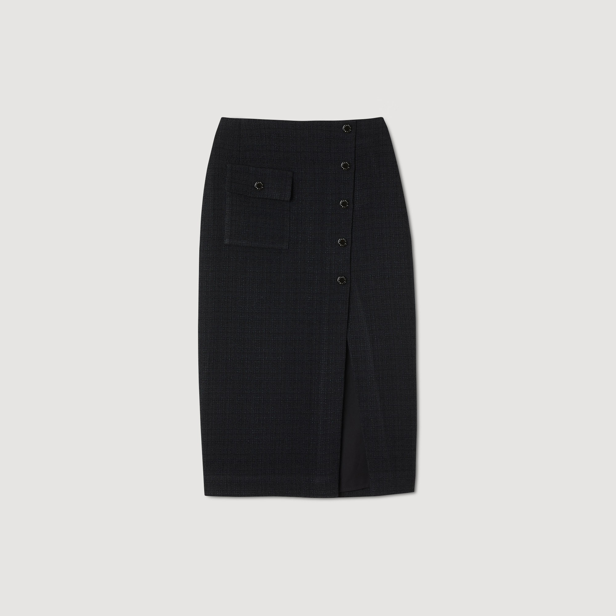Jupe midi en tweed