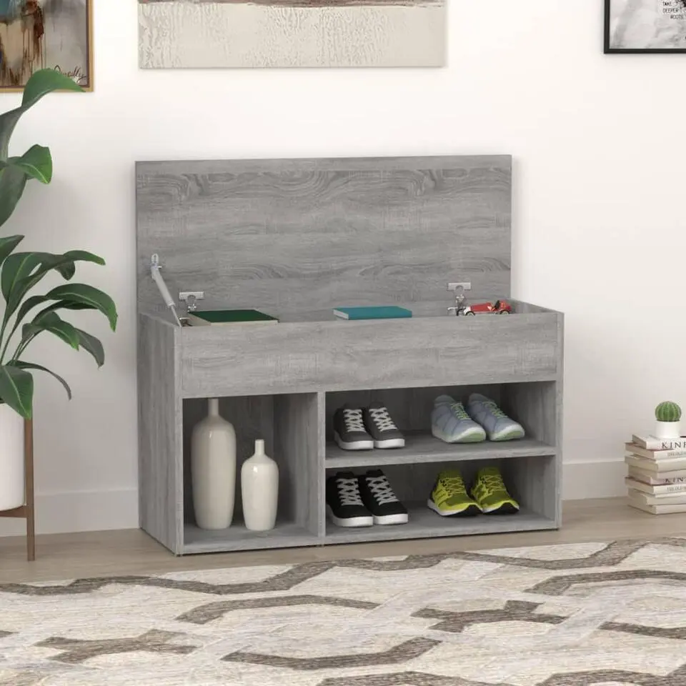 vidaXL - Schoenenbank - Grijs - Bewerkt hout - 80 x 30 x 45 cm