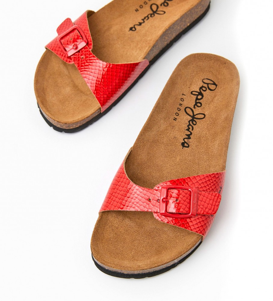 Sandálias anatômicas Pepe Jeans Oban Ferrara, vermelhas