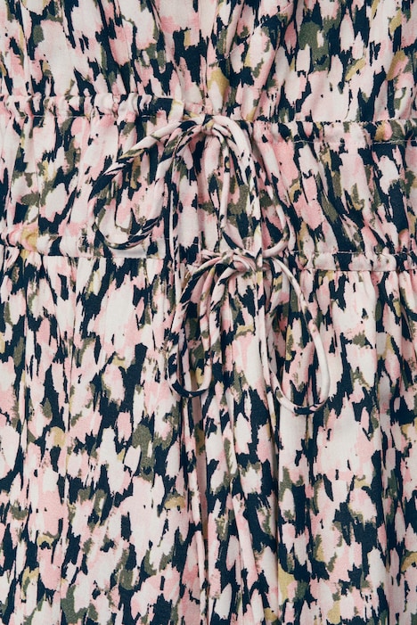 Midikleid, A-Line, Allover-Print, Stehkragen mit Rücken-CutOut, Langarm