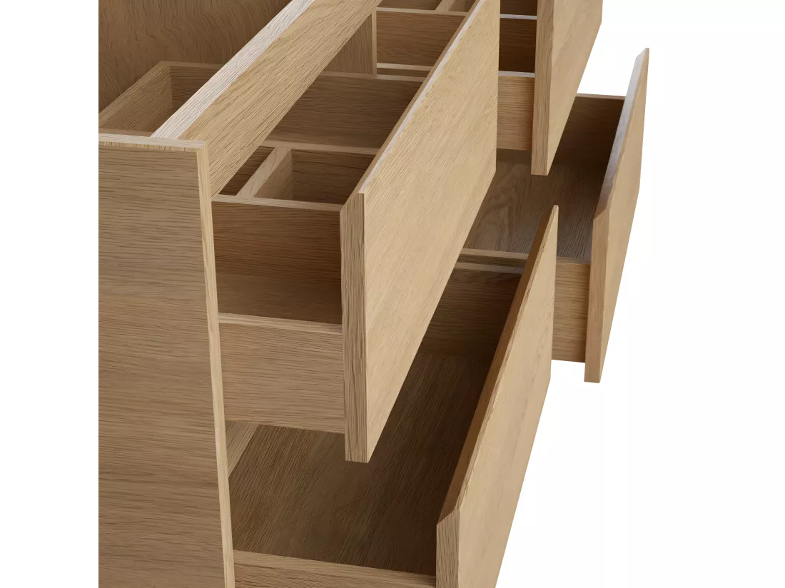 Meuble sous vasque suspendu avec planche - Placage chêne - 150 cm - MILIPAM