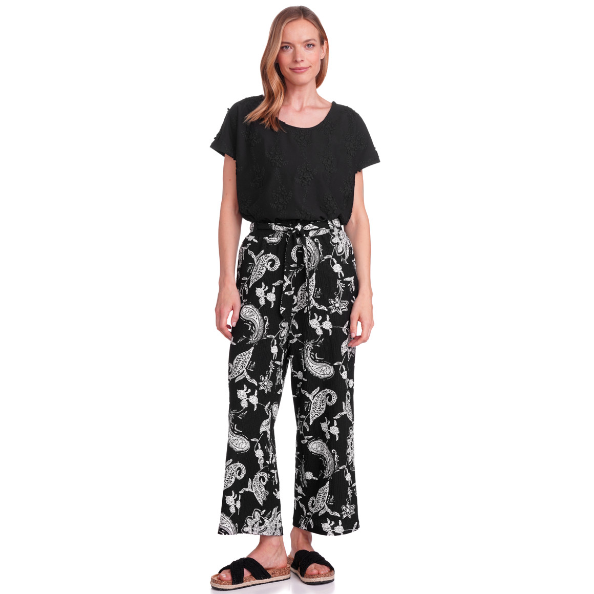 Damen Culotte mit Elastikbund schwarz / weiss