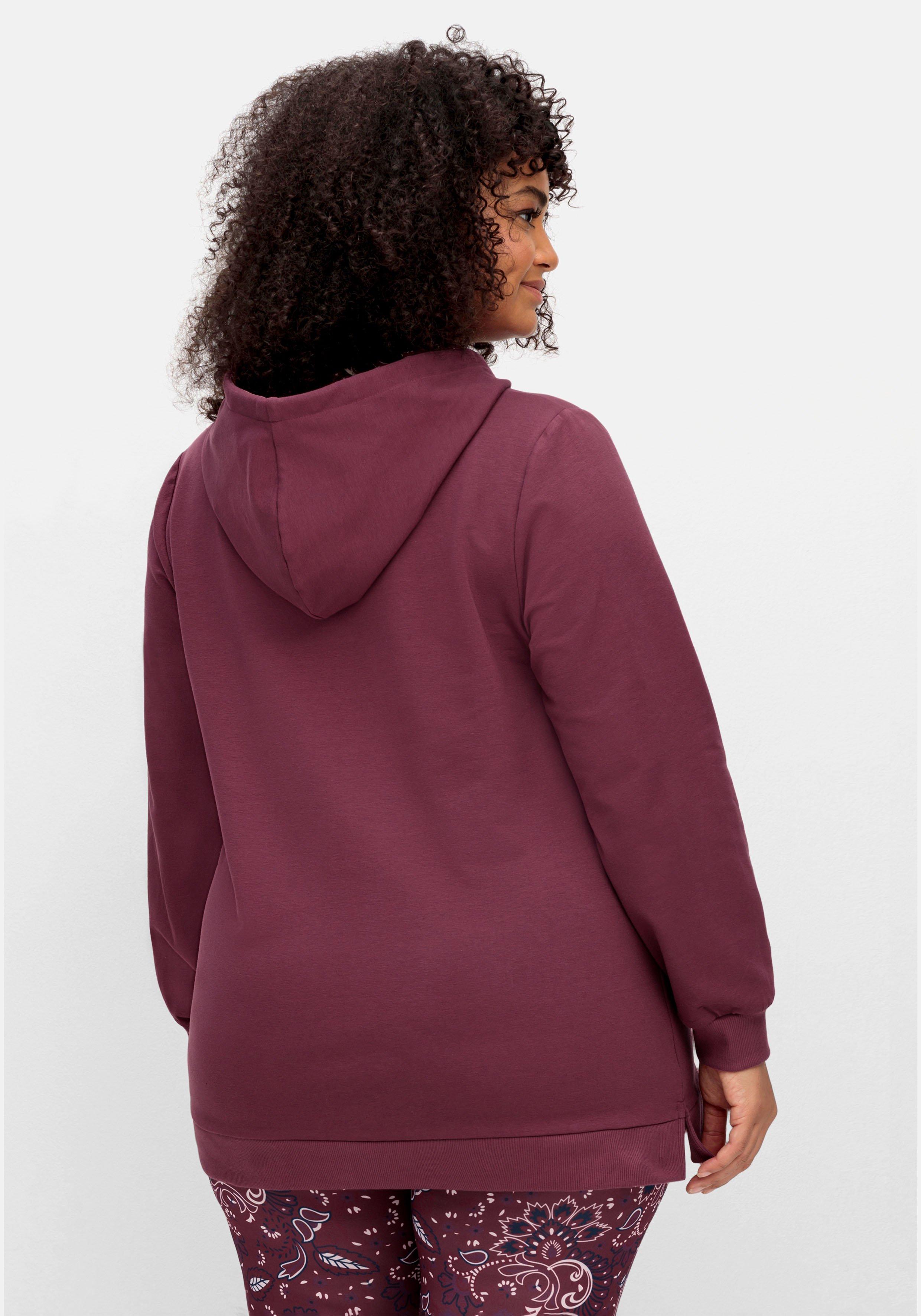 Kapuzensweatshirt mit Knopfleiste und Kängurutaschen