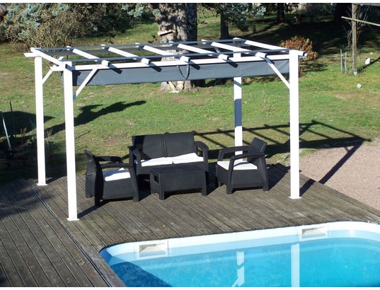 HABRITA - Pergola 100% aluminium couleur grise 12 m2 - structure blanc...