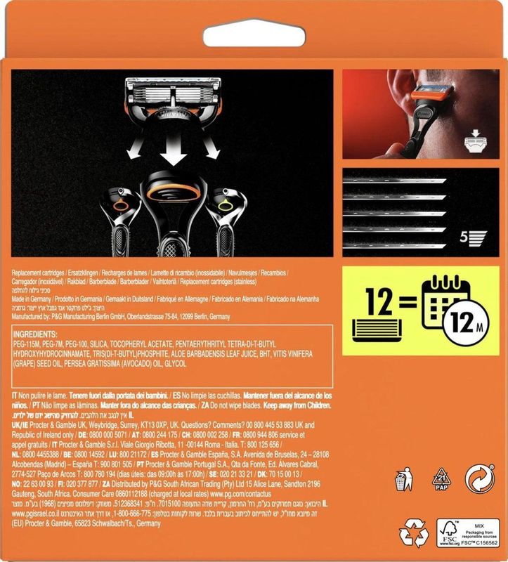 Gillette - Fusion5 - Vervangende Open Messen - 12 st
