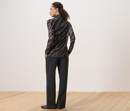 Bedrucktes Mesh-Rollkragenshirt