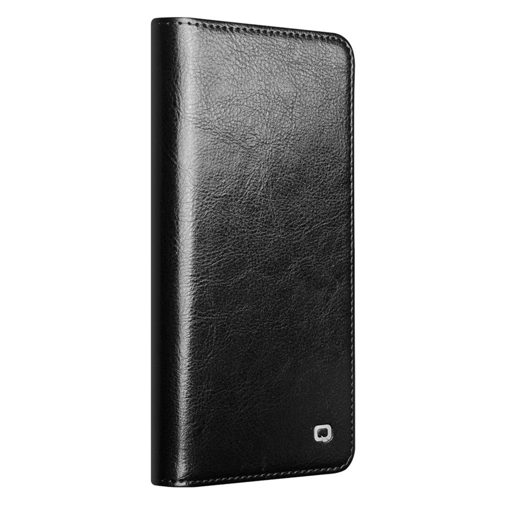 Samsung Galaxy S25 Edge Echtleder Tasche Flip Cover mit Kartenfächer - Schwarz