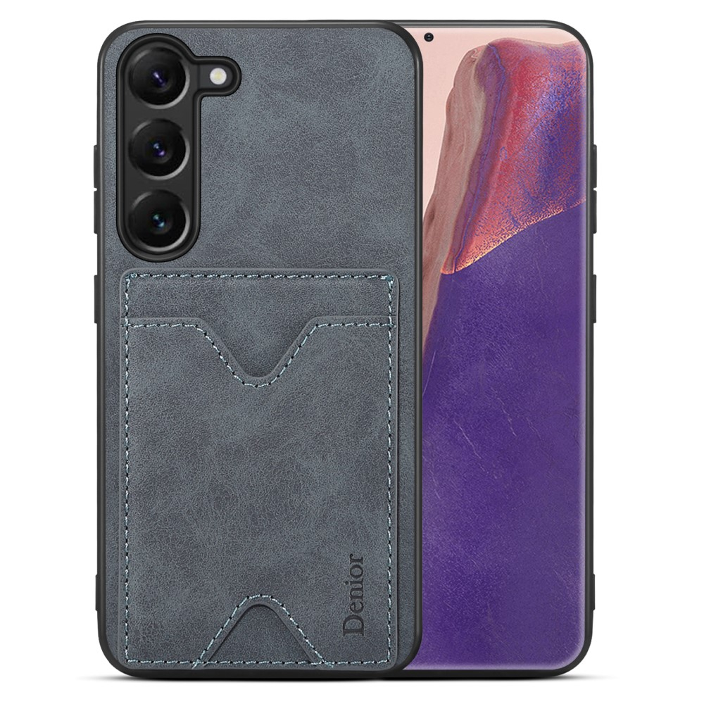 Samsung Galaxy S24 Hybrid Leder Hülle mit Magnetischem Kartenfach   Kickstand Aufsteller - Grau