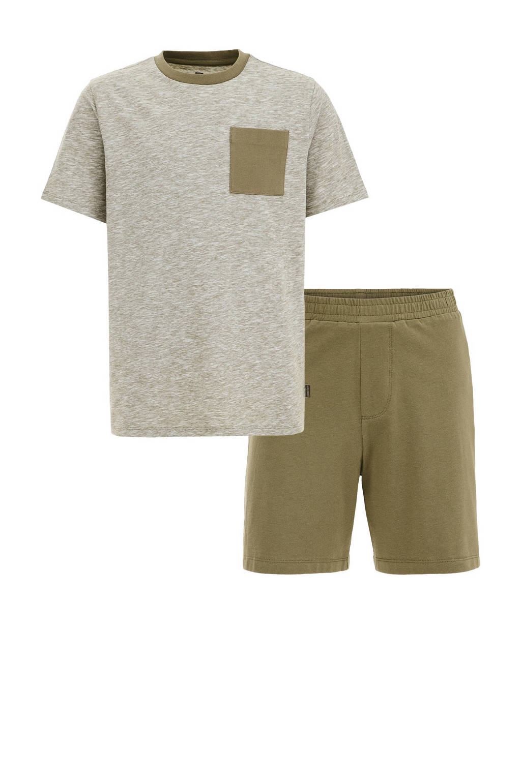 WE Fashion gestreepte shortama kaki