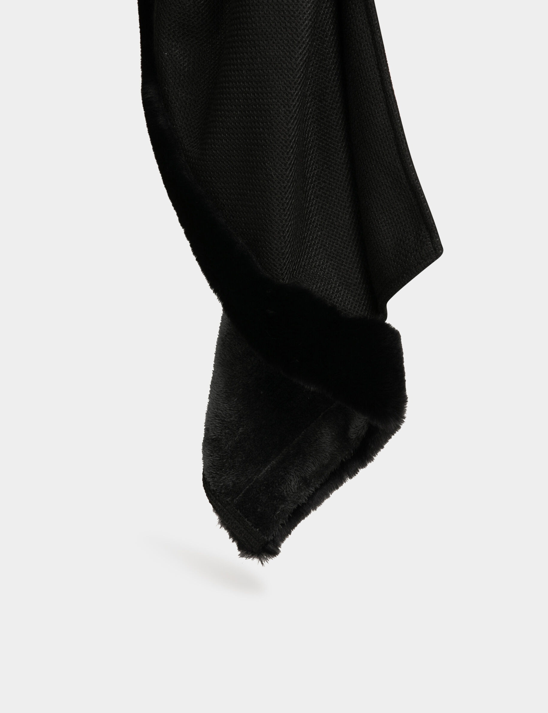 Cape avec détails imitation fourrure noir femme - noir