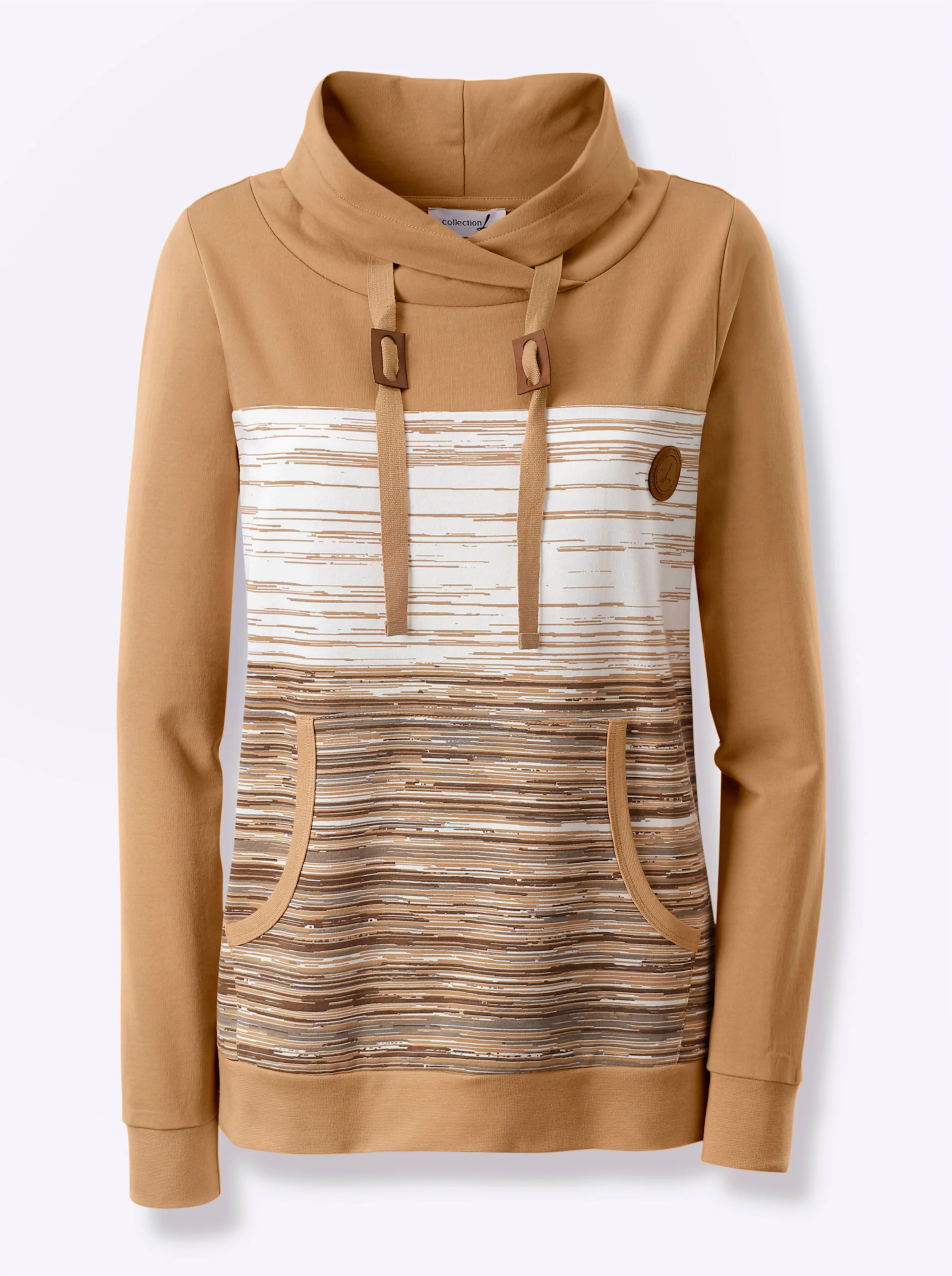 Sweatshirt in camel-ecru-meliert