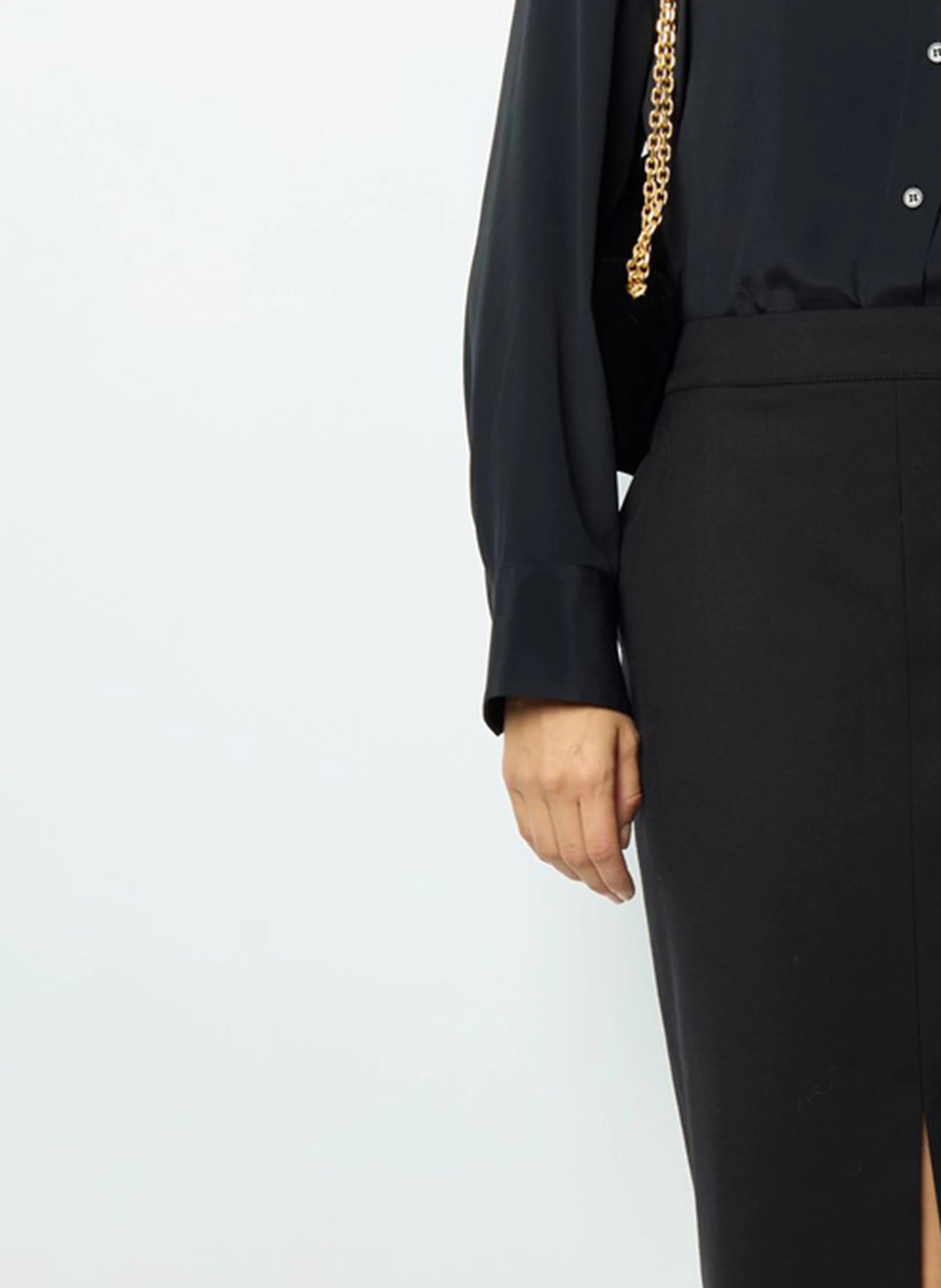CLEA - Jupe midi crayon en laine mélangée | Noir