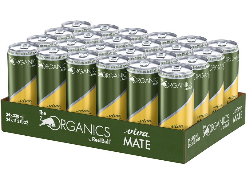 Red Bull Organics The Organics Viva Mate 24 Stück x 0.33 l Prickelndes Bio-Erfrischungsgetränk mit Zitronen- und Mategeschmack