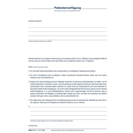 RNK Verlag Verlag Meine Patientenverfügung für 2 Personen