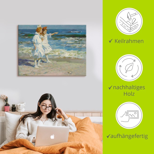 Artland Leinwandbild »Mädchen am Strand.« Kind 1 Stk. tlg. als Leinwandbild, Wandaufkleber in verschied. Grössen