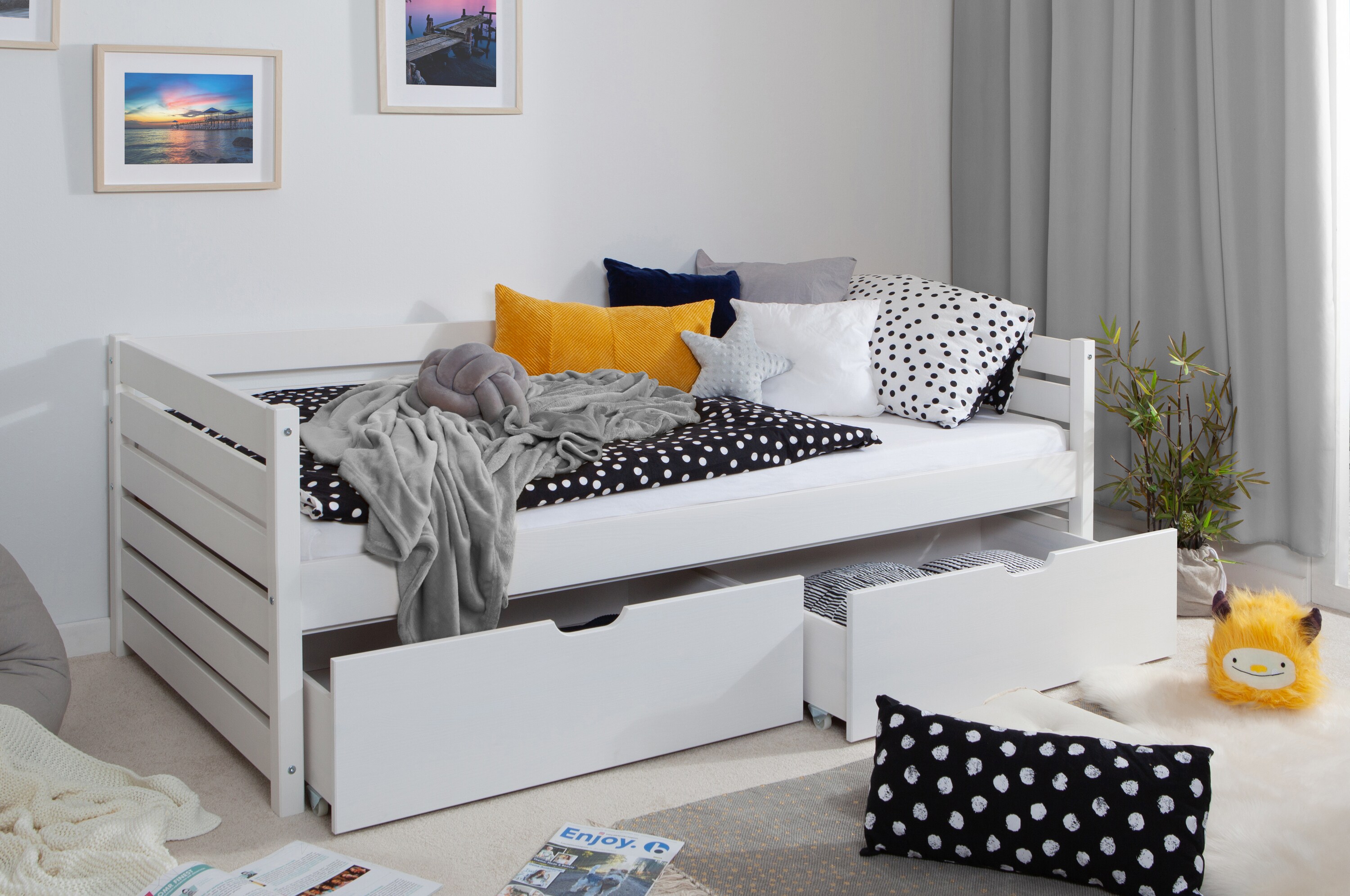 TiCAA Sofabett Naomi inkl. 2x Schubkästen, 90x200