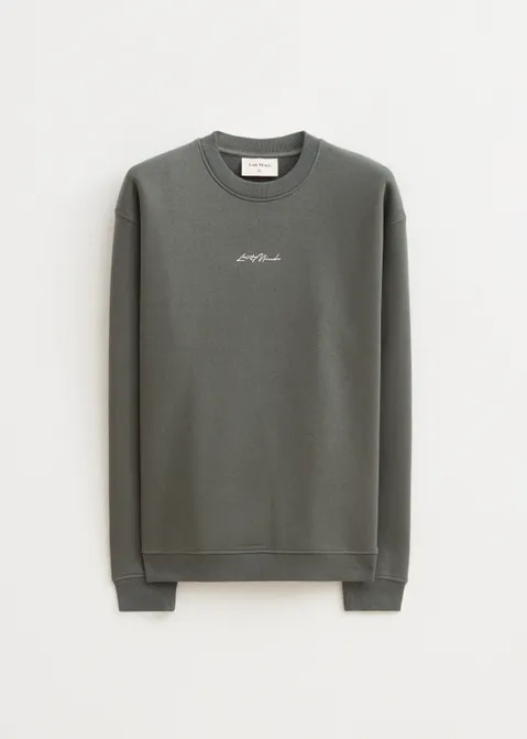 Brushed written sweater groen (GRN.O)