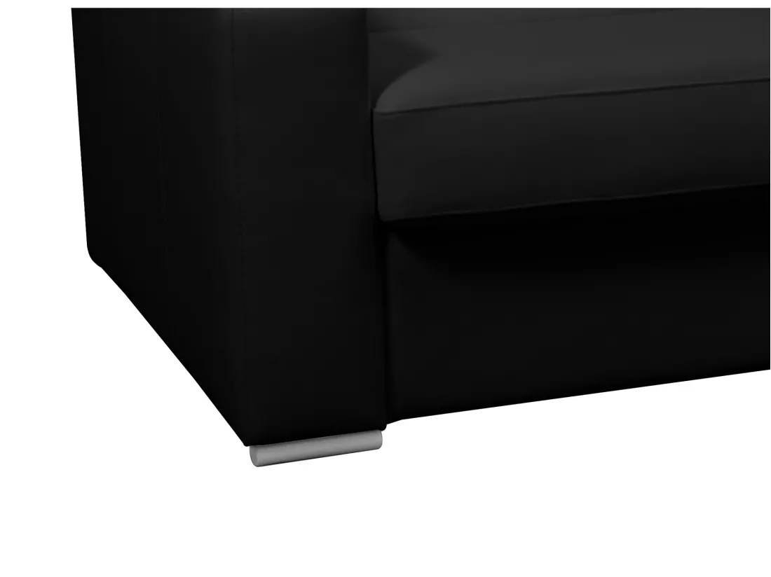 Canapé 3 places convertible express 100% cuir de buffle noir matelas 16 cm DELECTEA II