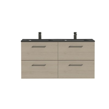 Tiger badkamermeubel Studio 120cm naturel eik/matzwart met ronde RVS greep