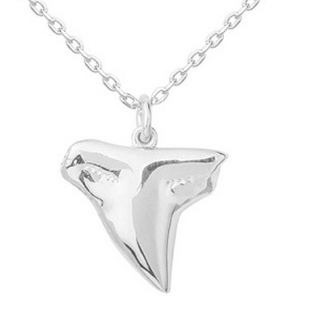 Collier homme femme pendentif dent de requin en argent 925°/00 - 42cm