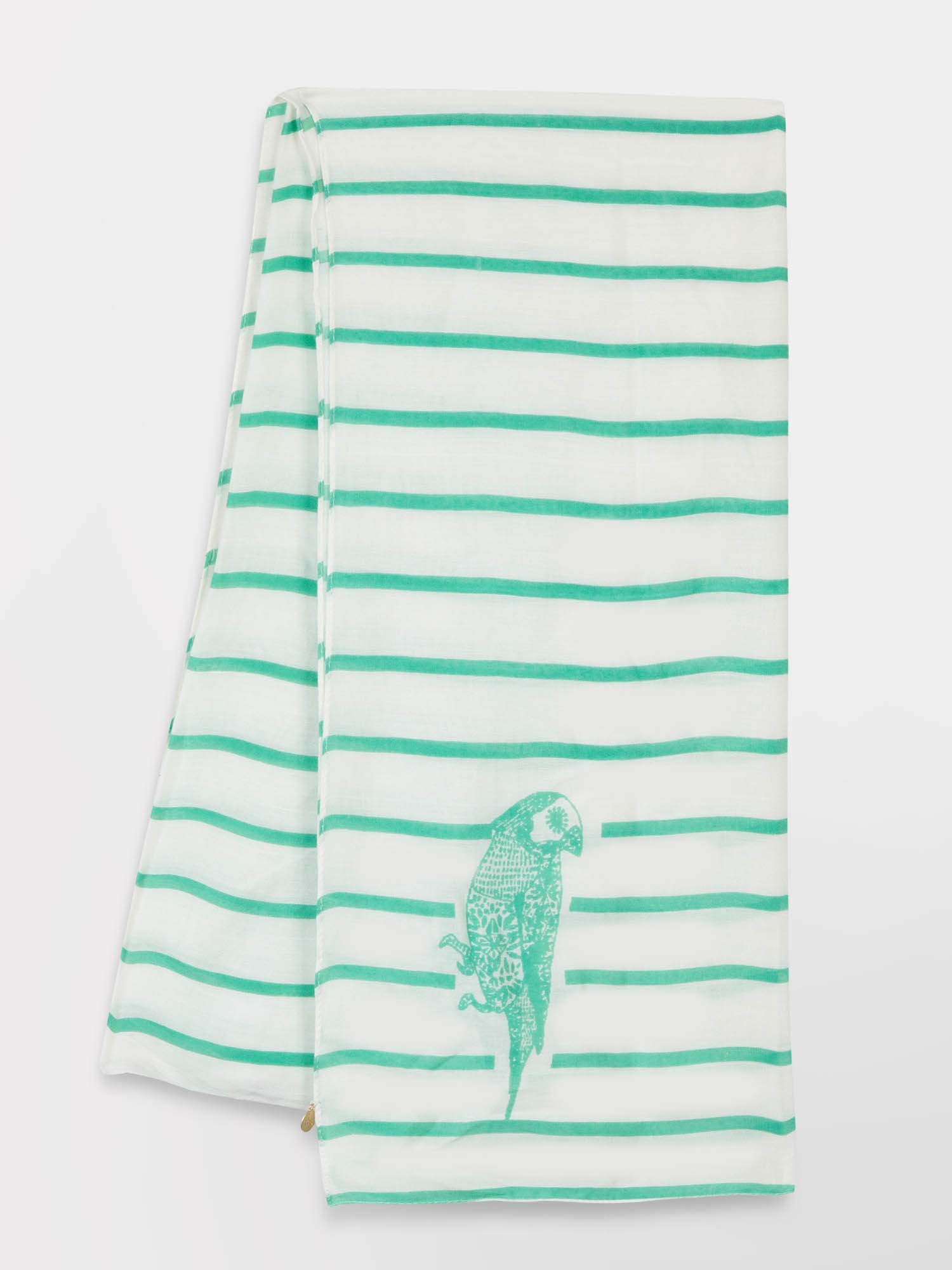 Foulard Femme Rayures Fines Blanc & Vert