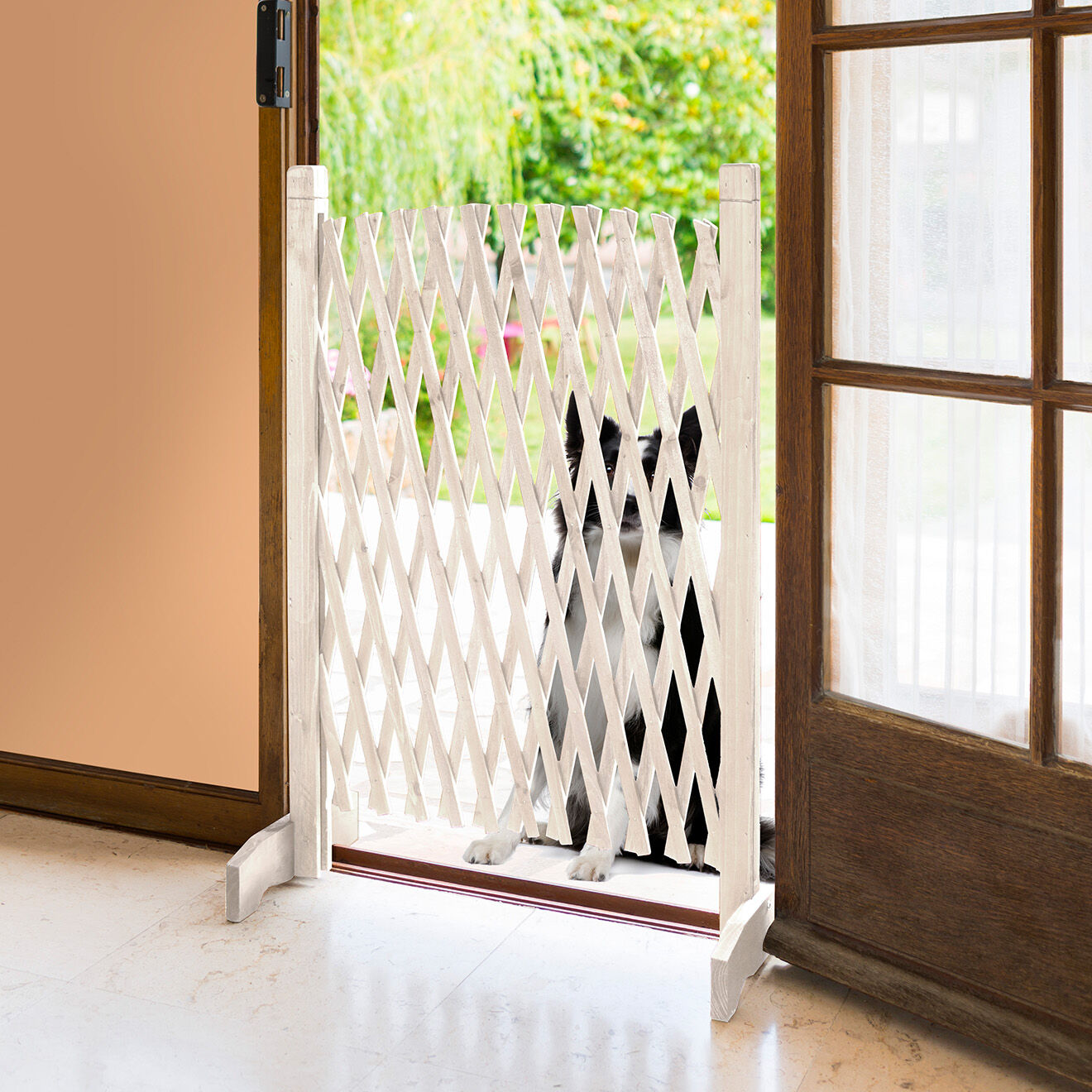 Pratik Garden Barriere Extensible en plastique blanche - 35/220x87 cm