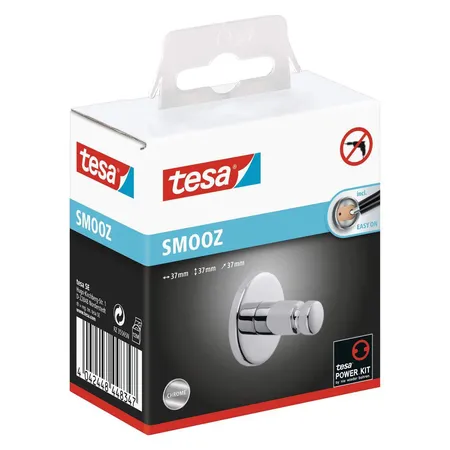 tesa Smooz selbstklebernder Handtuchhaken verchromt rundes Design 37mm