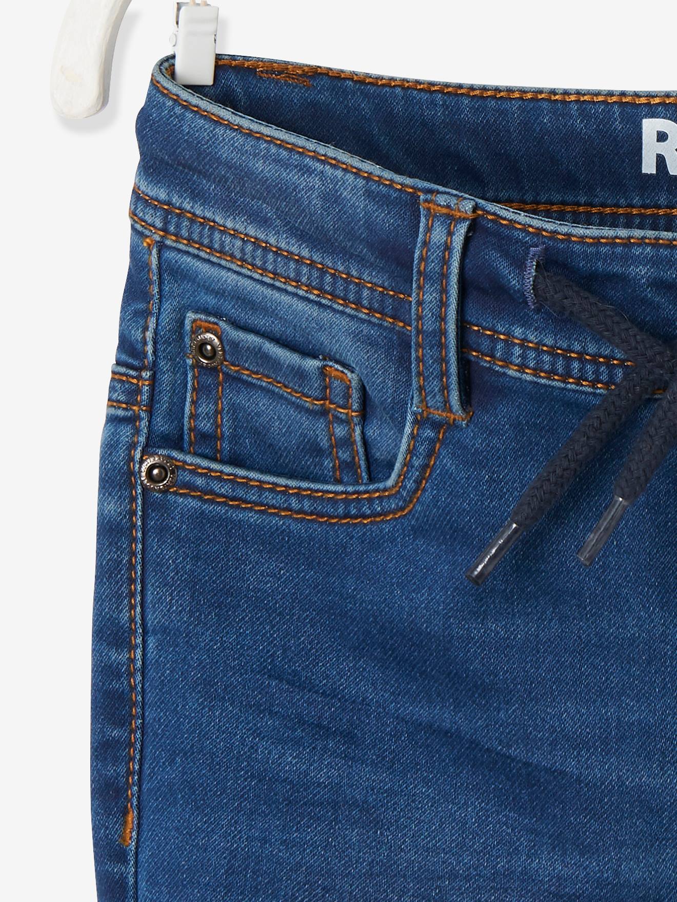 Calças de moletom azul-escuras com efeito jeans para meninos