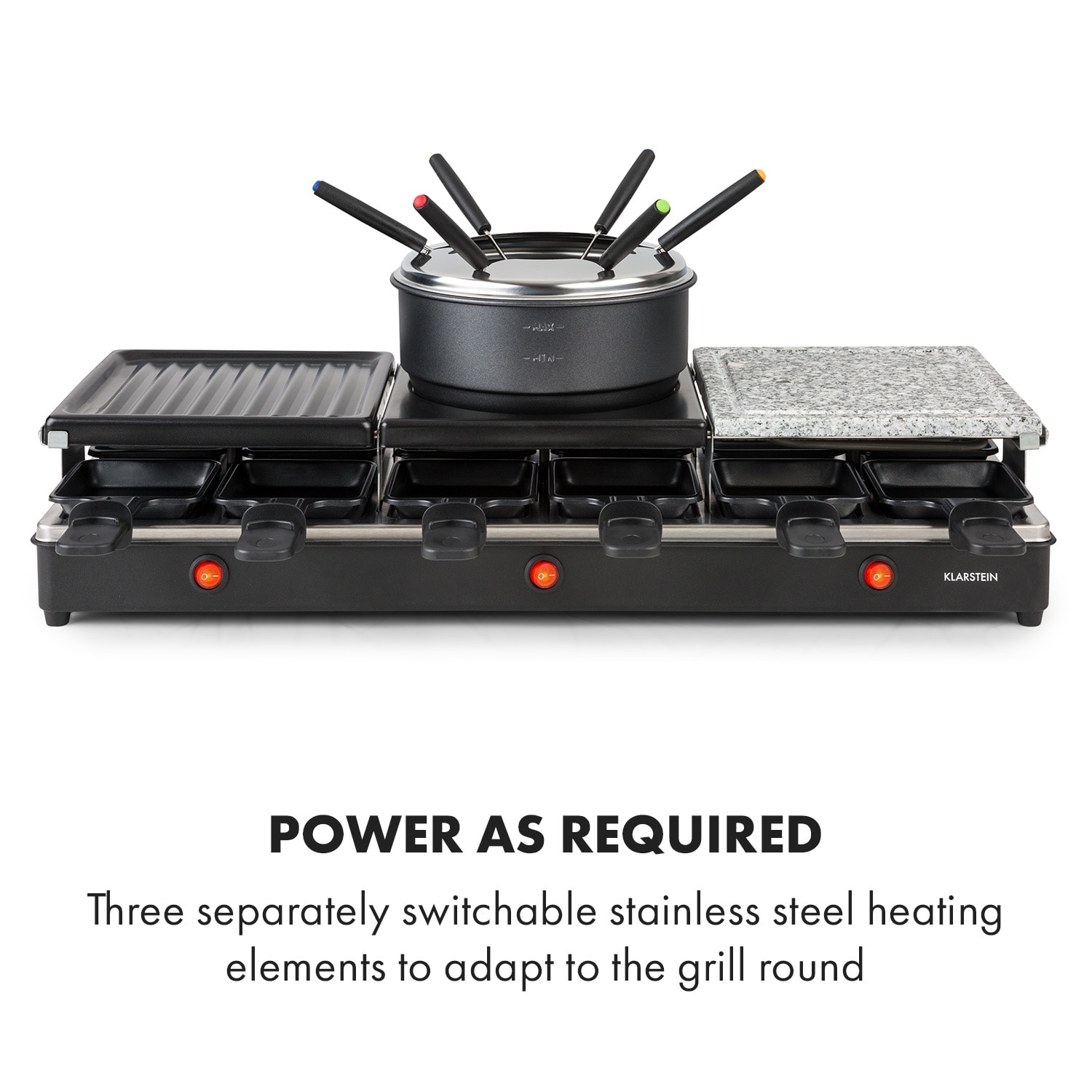 Fonduelette XL 3-in-1 Raclettegrill Fondue Naturstein 1650W 12 Pers