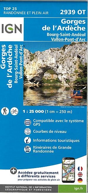 IGN - TOP25 2939OT GORGES DE L ARDECHE 1 25 000